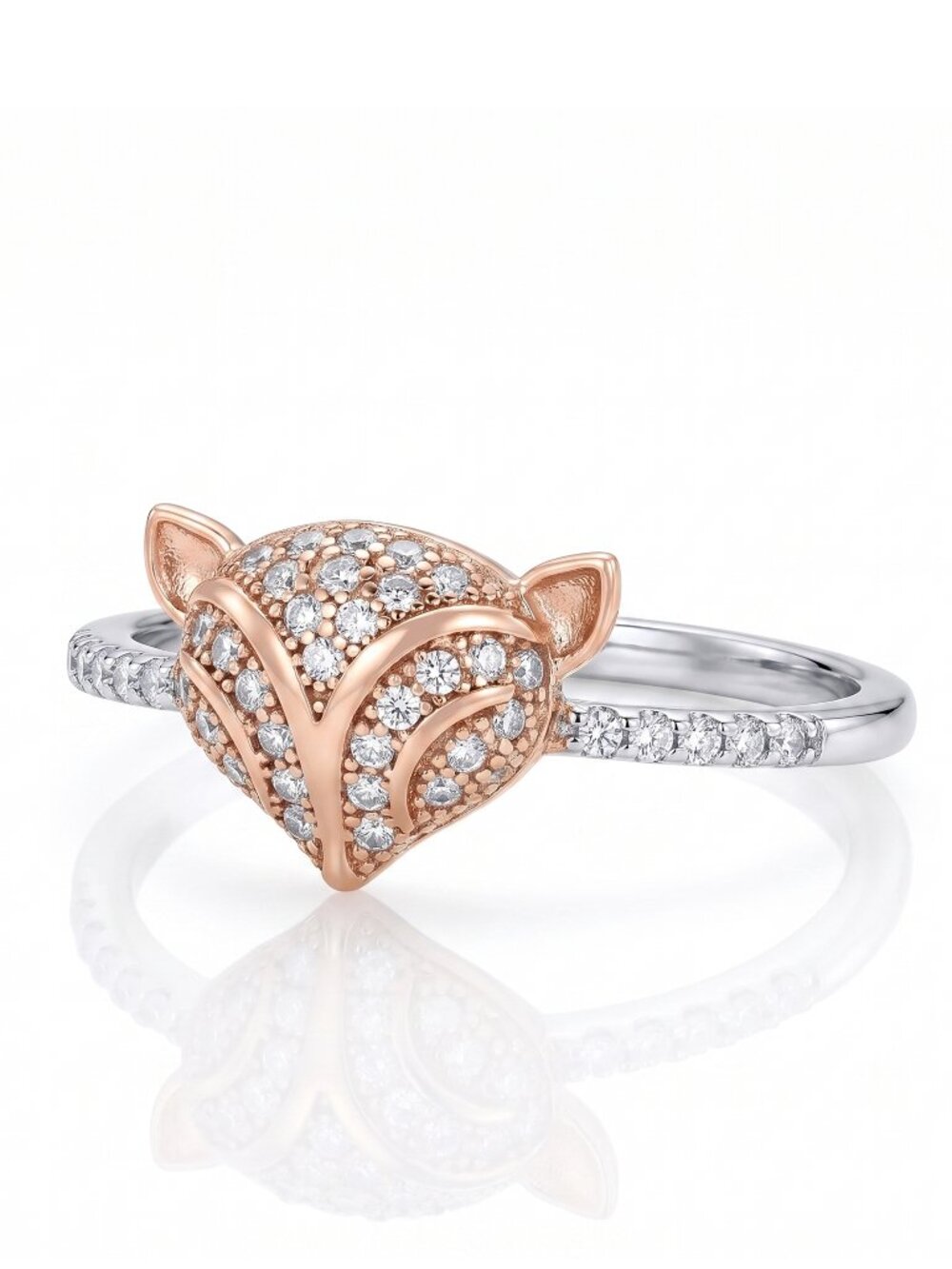 Fox Ring, 925 Sterling Silver, 18k Rose Gold Charmed Aroma
